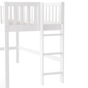 Homeroots White Twin Traditional Manufactured Wood And Solid Wood Bunk Bed  Manufactured Wood And Solid Wood 404123