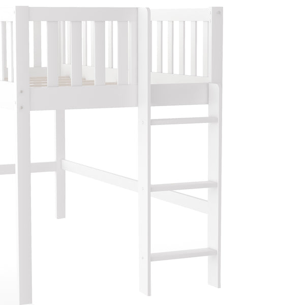 Homeroots White Twin Traditional Manufactured Wood And Solid Wood Bunk Bed  Manufactured Wood And Solid Wood 404123