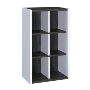 Homeroots Modern Dark Gray And White Six Cube Storage Bookshelf  Manufactured Wood 404135