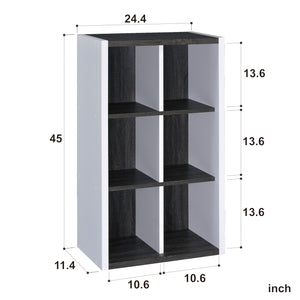Homeroots Modern Dark Gray And White Six Cube Storage Bookshelf  Manufactured Wood 404135