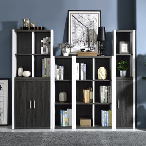 Homeroots Modern Dark Gray And White Three Cube Storage Bookshelf  Manufactured Wood 404136