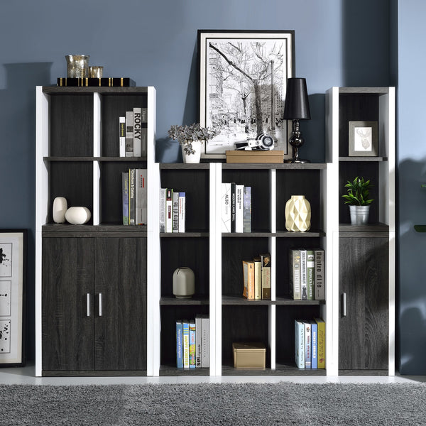 Homeroots Modern Dark Gray And White Three Cube Storage Bookshelf  Manufactured Wood 404136