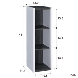 Homeroots Modern Dark Gray And White Three Cube Storage Bookshelf  Manufactured Wood 404136