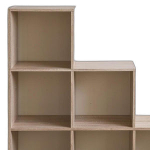 Homeroots Classic Natural Finish Six Cubby Stepped Bookcase  Manufactured Wood 404141