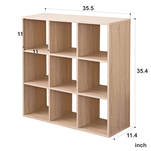 Homeroots Classic Natural Finish Nine Cubby Bookcase  Manufactured Wood 404142