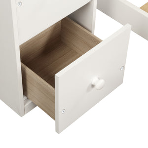 Homeroots White Twin Over Twin Size Bed With Shelves And Drawers  Manufactured Wood + Solid Wood 404172