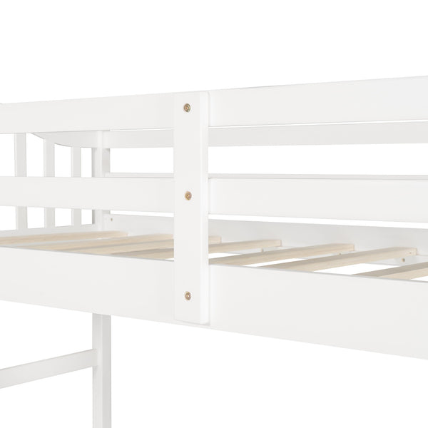 Homeroots Modern Classic White Twin Loft Bed With Book Shelf  Desk And Cabinet  Manufactured Wood + Solid Wood 404175