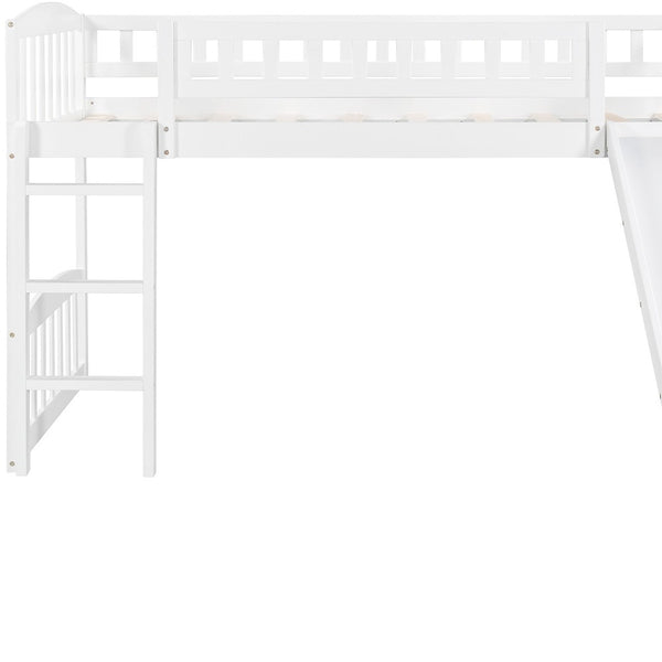 Homeroots White Twin Traditional Manufactured Wood And Solid Wood Bunk Bed  Manufactured Wood And Solid Wood 404182