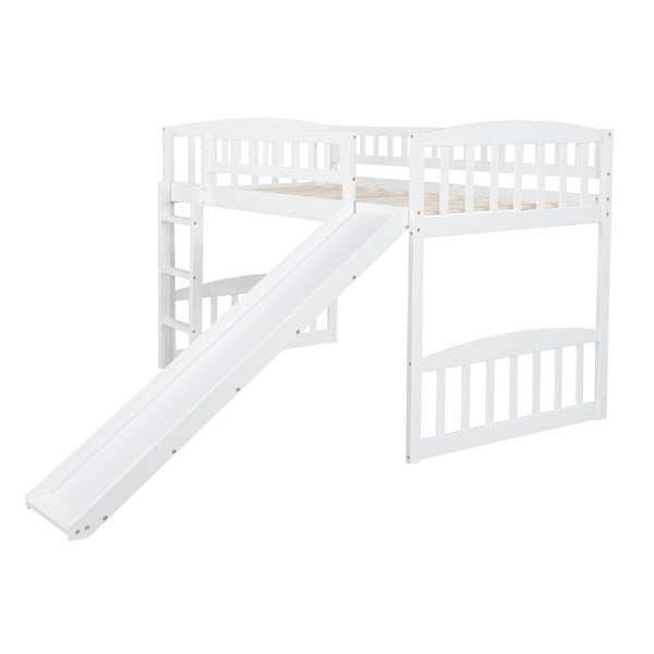 Homeroots White Twin Traditional Manufactured Wood And Solid Wood Bunk Bed  Manufactured Wood And Solid Wood 404182