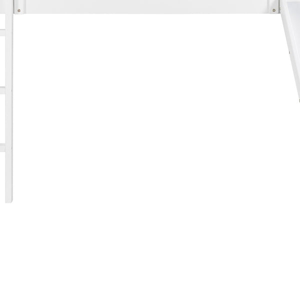 Homeroots White Twin Traditional Manufactured Wood And Solid Wood Bunk Bed  Manufactured Wood And Solid Wood 404182