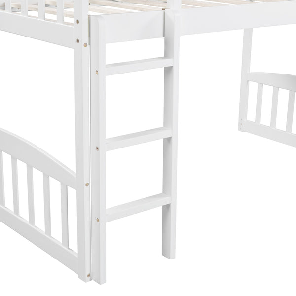 Homeroots White Twin Traditional Manufactured Wood And Solid Wood Bunk Bed  Manufactured Wood And Solid Wood 404182