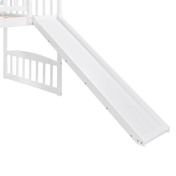 Homeroots White Twin Traditional Manufactured Wood And Solid Wood Bunk Bed  Manufactured Wood And Solid Wood 404182