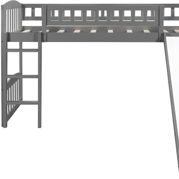 Homeroots Gray Twin Traditional Manufactured Wood And Solid Wood Bunk Bed  Manufactured Wood And Solid Wood 404183