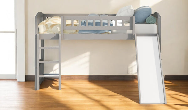 Homeroots Gray Twin Traditional Manufactured Wood And Solid Wood Bunk Bed  Manufactured Wood And Solid Wood 404183