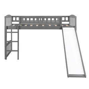 Homeroots Gray Twin Traditional Manufactured Wood And Solid Wood Bunk Bed  Manufactured Wood And Solid Wood 404183