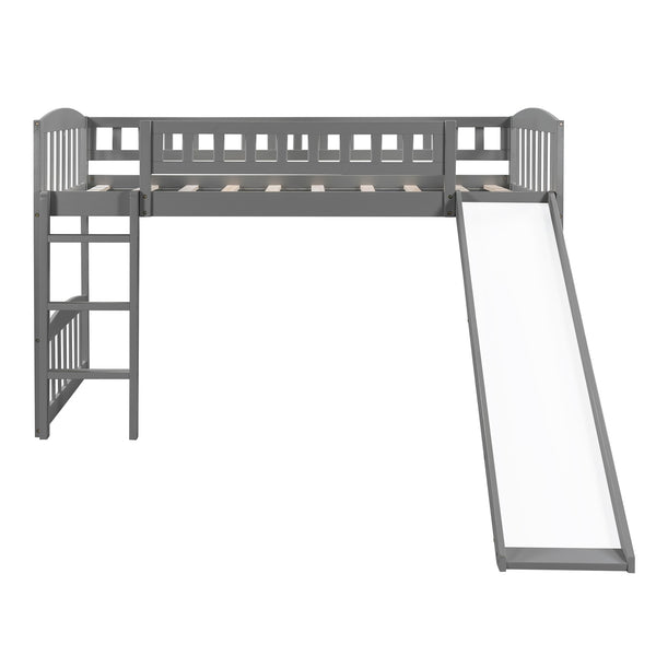 Homeroots Gray Twin Traditional Manufactured Wood And Solid Wood Bunk Bed  Manufactured Wood And Solid Wood 404183