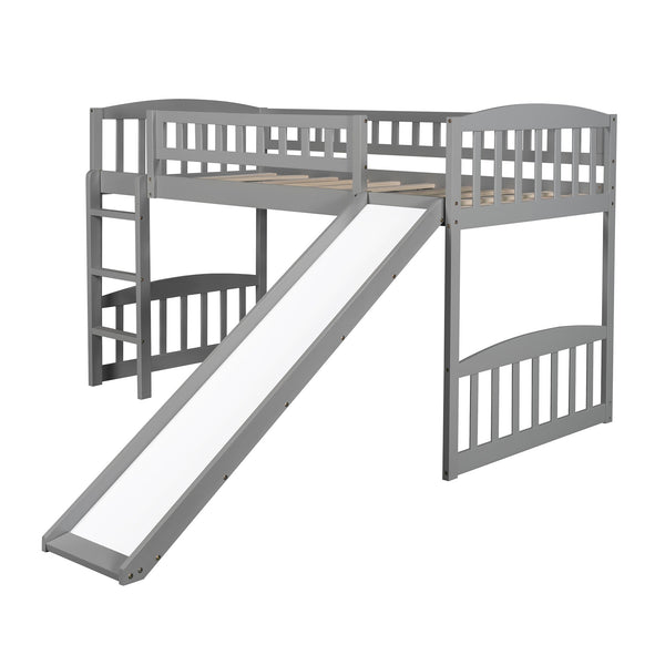 Homeroots Gray Twin Traditional Manufactured Wood And Solid Wood Bunk Bed  Manufactured Wood And Solid Wood 404183