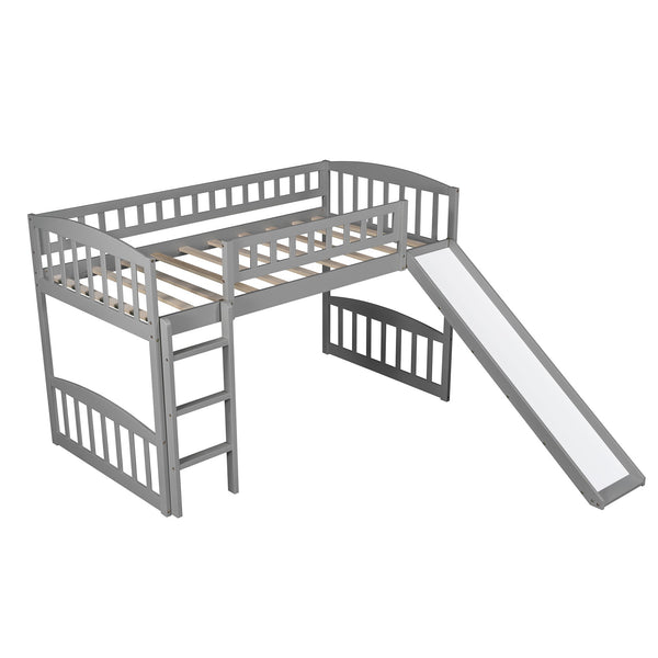 Homeroots Gray Twin Traditional Manufactured Wood And Solid Wood Bunk Bed  Manufactured Wood And Solid Wood 404183