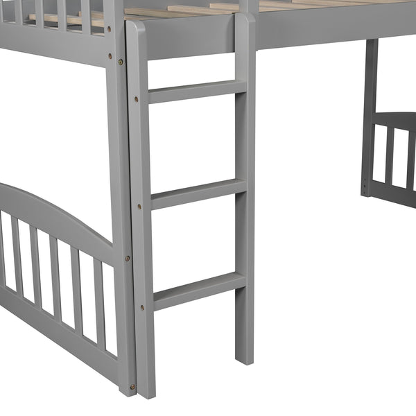 Homeroots Gray Twin Traditional Manufactured Wood And Solid Wood Bunk Bed  Manufactured Wood And Solid Wood 404183