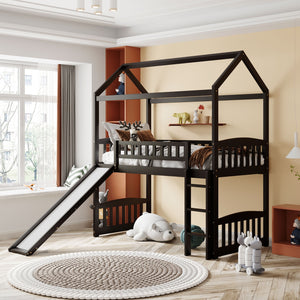 Homeroots Espresso Twin Traditional Manufactured Wood And Solid Wood Bunk Bed  Manufactured Wood And Solid Wood 404197