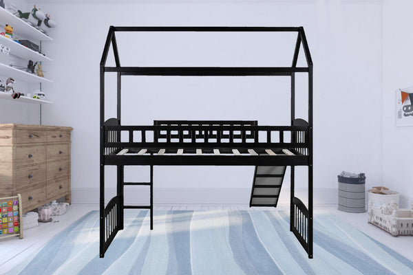 Homeroots Espresso Twin Traditional Manufactured Wood And Solid Wood Bunk Bed  Manufactured Wood And Solid Wood 404197