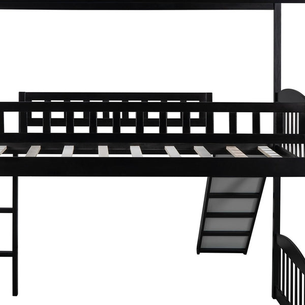 Homeroots Espresso Twin Traditional Manufactured Wood And Solid Wood Bunk Bed  Manufactured Wood And Solid Wood 404197