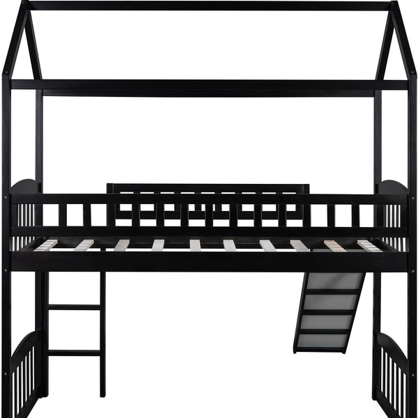 Homeroots Espresso Twin Traditional Manufactured Wood And Solid Wood Bunk Bed  Manufactured Wood And Solid Wood 404197