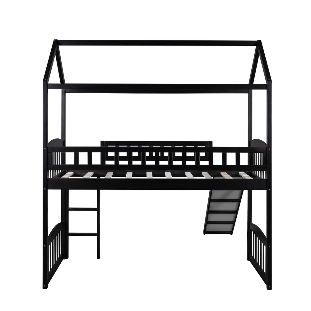 Homeroots Espresso Twin Traditional Manufactured Wood And Solid Wood Bunk Bed  Manufactured Wood And Solid Wood 404197