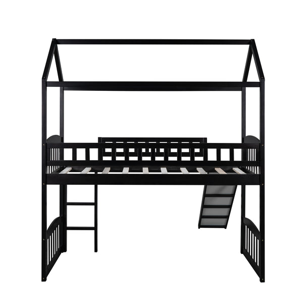 Homeroots Espresso Twin Traditional Manufactured Wood And Solid Wood Bunk Bed  Manufactured Wood And Solid Wood 404197