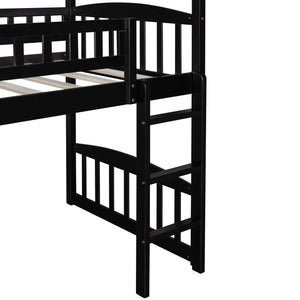 Homeroots Espresso Twin Traditional Manufactured Wood And Solid Wood Bunk Bed  Manufactured Wood And Solid Wood 404197
