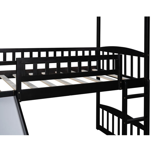 Homeroots Espresso Twin Traditional Manufactured Wood And Solid Wood Bunk Bed  Manufactured Wood And Solid Wood 404197