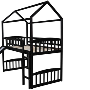 Homeroots Espresso Twin Traditional Manufactured Wood And Solid Wood Bunk Bed  Manufactured Wood And Solid Wood 404197