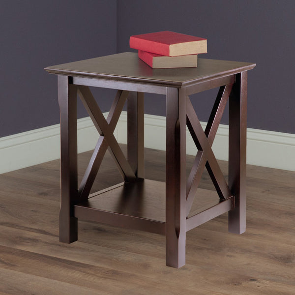 Winsome Wood Xola Accent Table In Rich Cappuccino - Stylish "X" Design, Lower Shelf & Beveled Edges For Modern Homes Cappuccino Solid ,Composite Wood 40420-winsome-wood
