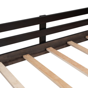 Homeroots Brown Twin Size Slide House Loft Bed  Manufactured Wood + Solid Wood 404213