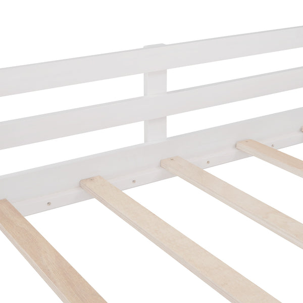 Homeroots White Twin Size Slide House Loft Bed  Manufactured Wood + Solid Wood 404214