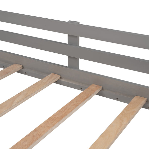 Homeroots Gray Twin Size Slide House Loft Bed  Manufactured Wood + Solid Wood 404215