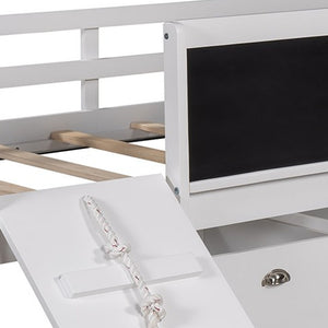 Homeroots Climbing Frame White Twin Size Loft Bed With Slide And Storage Boxes  Manufactured Wood + Solid Wood 404244