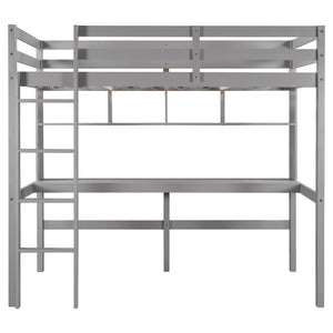 Homeroots Minimalist Gray Twin Size Loft Bed With Built In Desk And Shelf  Manufactured Wood + Solid Wood 404250