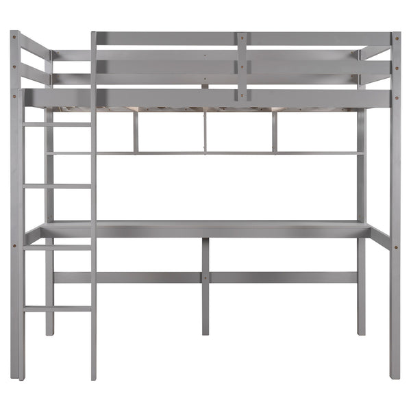 Homeroots Minimalist Gray Twin Size Loft Bed With Built In Desk And Shelf  Manufactured Wood + Solid Wood 404250