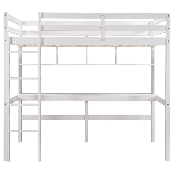Homeroots Minimalist White Twin Size Loft Bed With Built In Desk And Shelf  Manufactured Wood + Solid Wood 404251