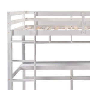 Homeroots Minimalist White Twin Size Loft Bed With Built In Desk And Shelf  Manufactured Wood + Solid Wood 404251