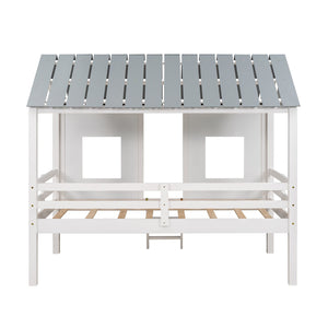 Homeroots Playhouse With Windows And Roof White Twin Size Low Loft Bed  Manufactured Wood + Solid Wood 404253