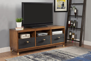 Homeroots 61" Brown And Black Solid Wood Open Shelving Tv Stand  Solid Wood 404258