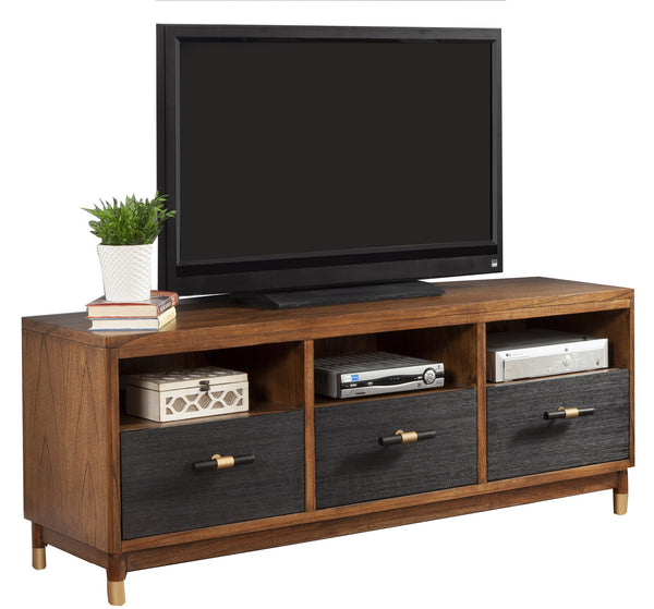 Homeroots 61" Brown And Black Solid Wood Open Shelving Tv Stand  Solid Wood 404258