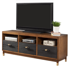 Homeroots 61" Brown And Black Solid Wood Open Shelving Tv Stand  Solid Wood 404258