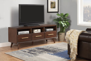 Homeroots 64" Brown Mahogany Solid Wood Open Shelving Tv Stand  Solid Wood 404259