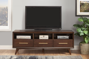 Homeroots 64" Brown Mahogany Solid Wood Open Shelving Tv Stand  Solid Wood 404259