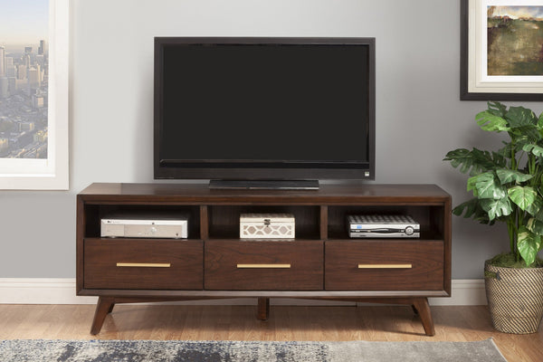 Homeroots 64" Brown Mahogany Solid Wood Open Shelving Tv Stand  Solid Wood 404259