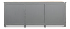 Sarreid Marksman Sideboard In Antique Ebony - Elegant Design With 3 Removable Shelves & Natural Top Black  40426-2