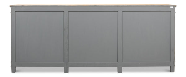 Sarreid Marksman Sideboard In Antique Ebony - Elegant Design With 3 Removable Shelves & Natural Top Black  40426-2